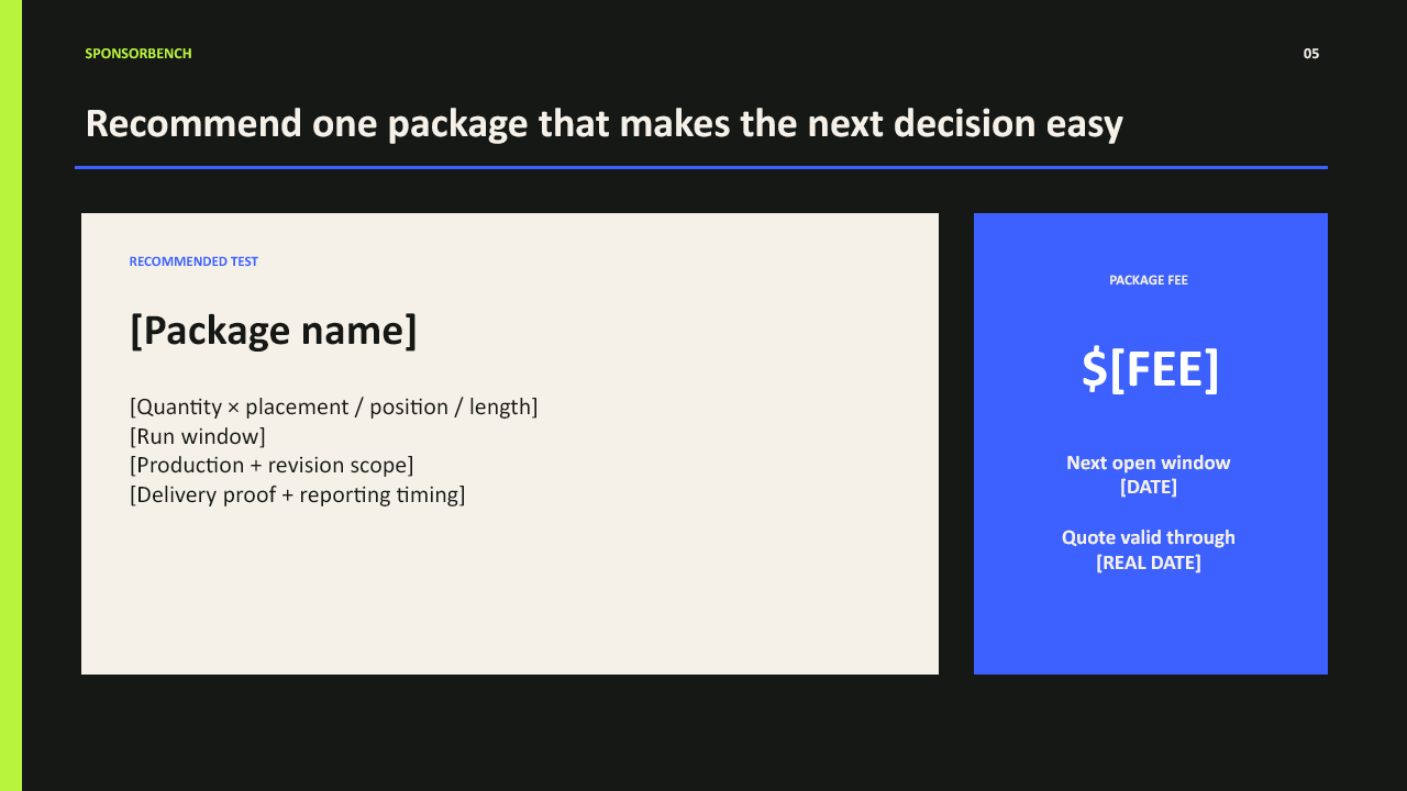 Editable sponsor media kit package slide